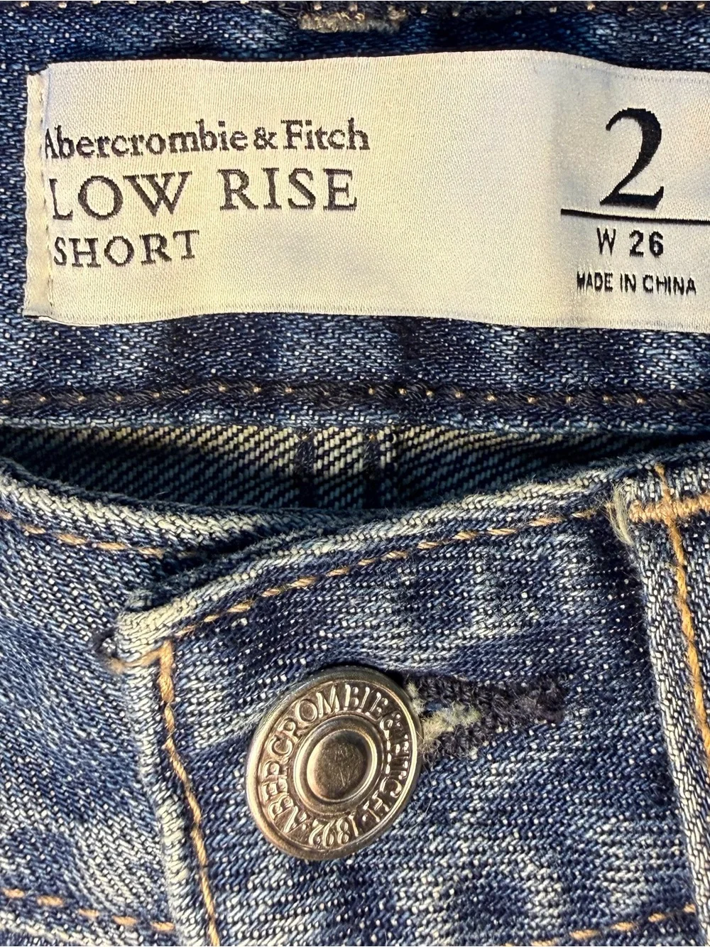 Abercrombie & Fitch Distressed Low Rise Denim Shorts - Size 2